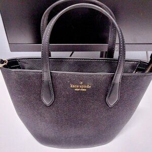 Kate Spade Glimmer Small Black Glitter Fabric Satchel Crossbody Bag Purse